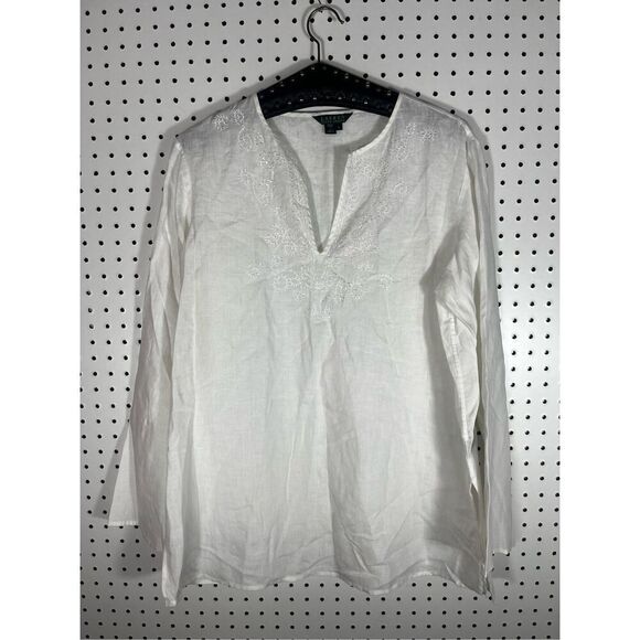 Lauren Ralph Lauren Tops - Lauren Ralph Lauren embroidered linen tunic top size L